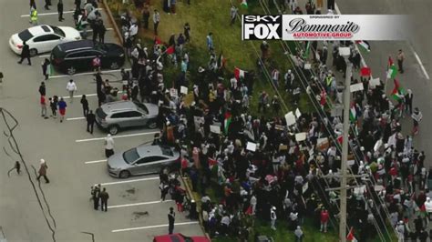 Demonstration along Manchester Road draws large crowd; one arrested
